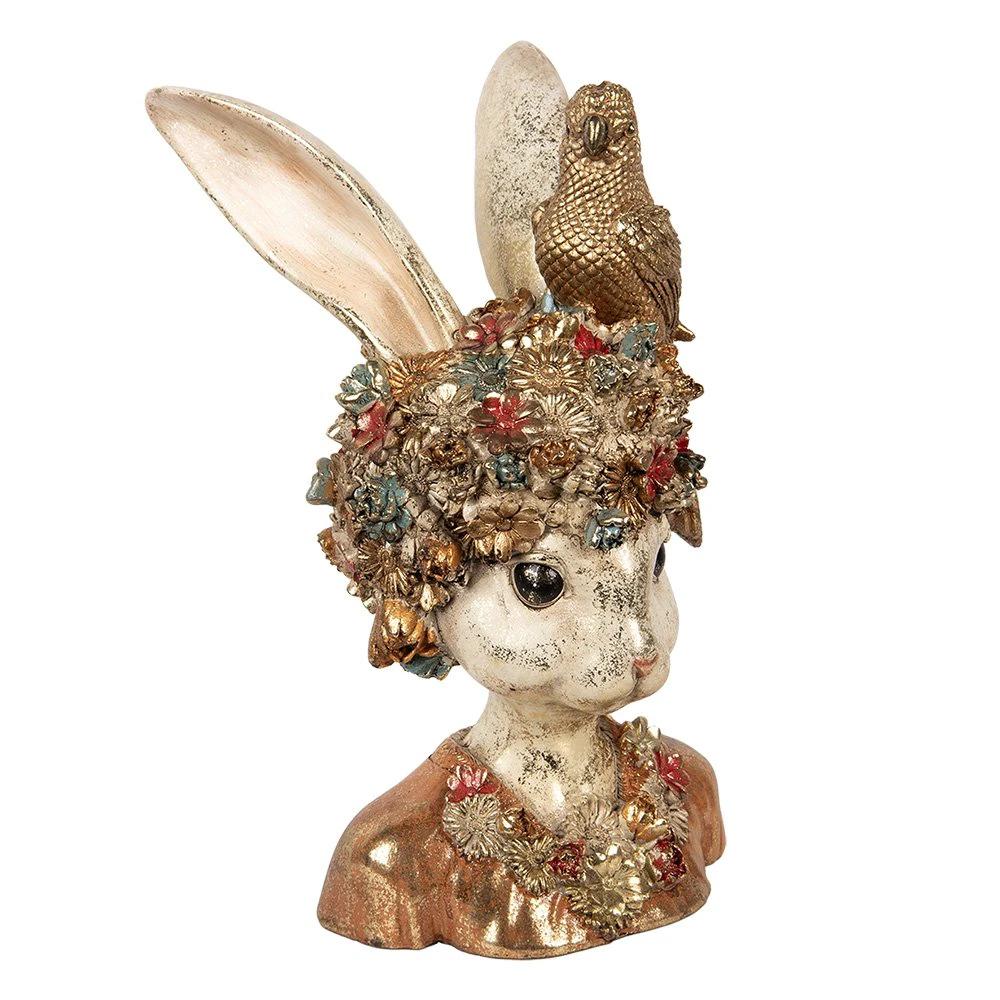 Decoration image rabbit 22x22x34 cm white golden plastic by Clayre & Eef.
