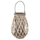 Windlicht Ø 27x40 cm Grijs Hout Kaarsenhouder by Clayre & Eef.