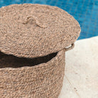 Large Laundry Basket with Lid UMBUL made from Brown Water Hyacinth | Woven Hamper Basket by Soeji