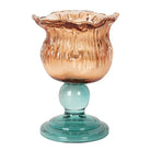 Tea light holder Ø 10x14 cm orange glass by Clayre & Eef.