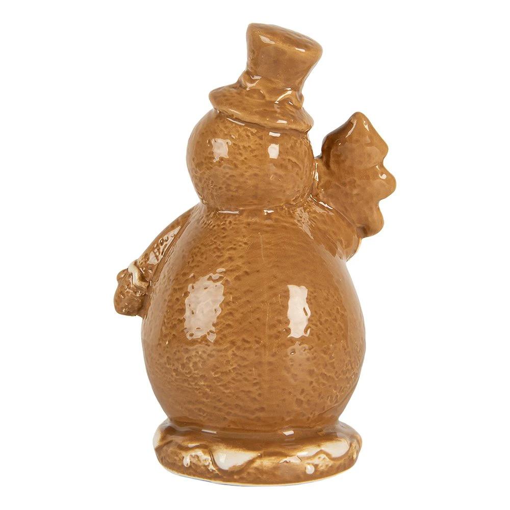 Christmas decoration Snowman 11x8x16 cm Brown Ceramic by Clayre & Eef.