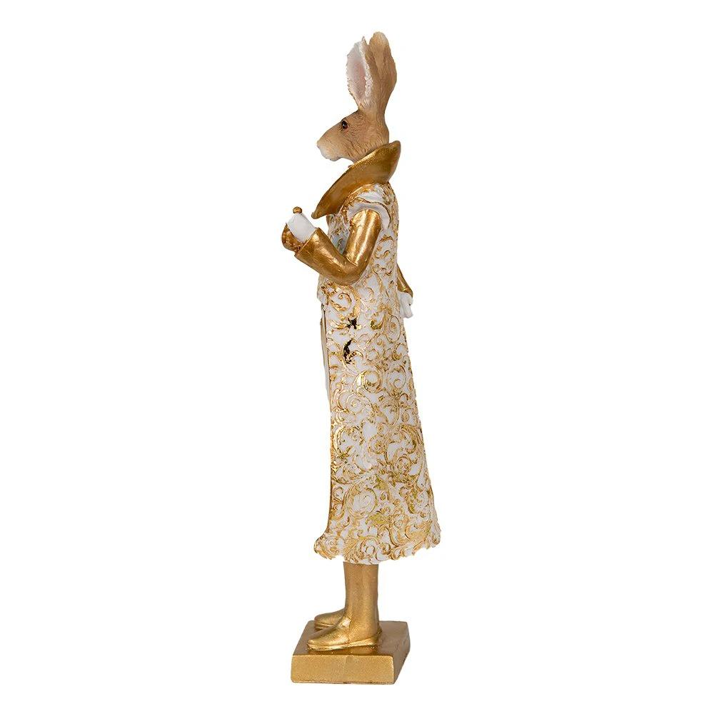 Image rabbit 11x8x33 cm gold -colored white polyresin home accessories by Clayre & Eef.
