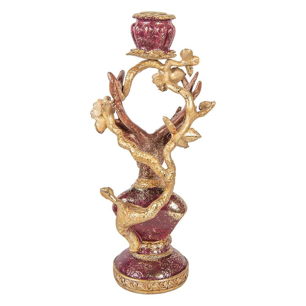 Candlestick Deer 14x11x31 cm Brown Plastic by Clayre & Eef.