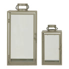 Corfu Lanterns - Green, Steel, Glass, 13/19.5x13/19.5x25.5/40 cm - Set of 2 by EMIRELLE