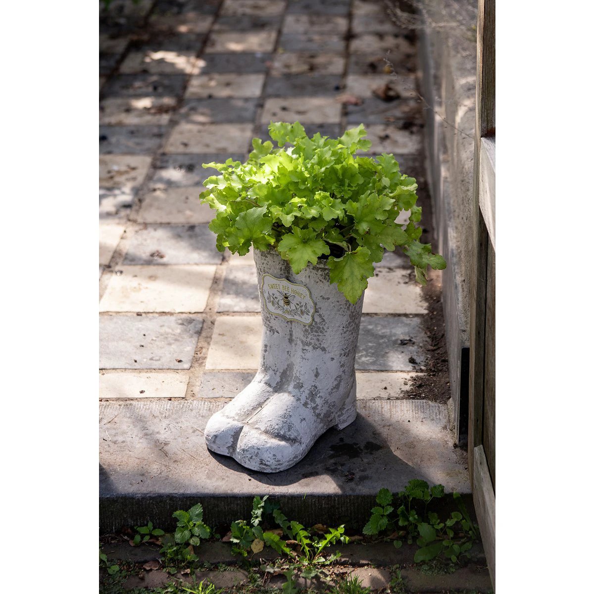 Pflanzenhalter Stiefel 18x24x31/35 cm grauer Metall-Blumentopf von Clayre & Eef.