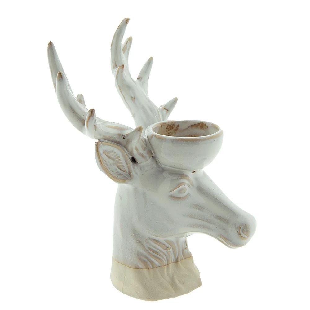 Tealight holder Reindier 21 cm Beige Brown Porcelain Waxinight holder by Clayre & Eef.