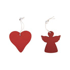 Kersthanger Set van 12 Hart 13x13 cm Rood Hout by Clayre & Eef.