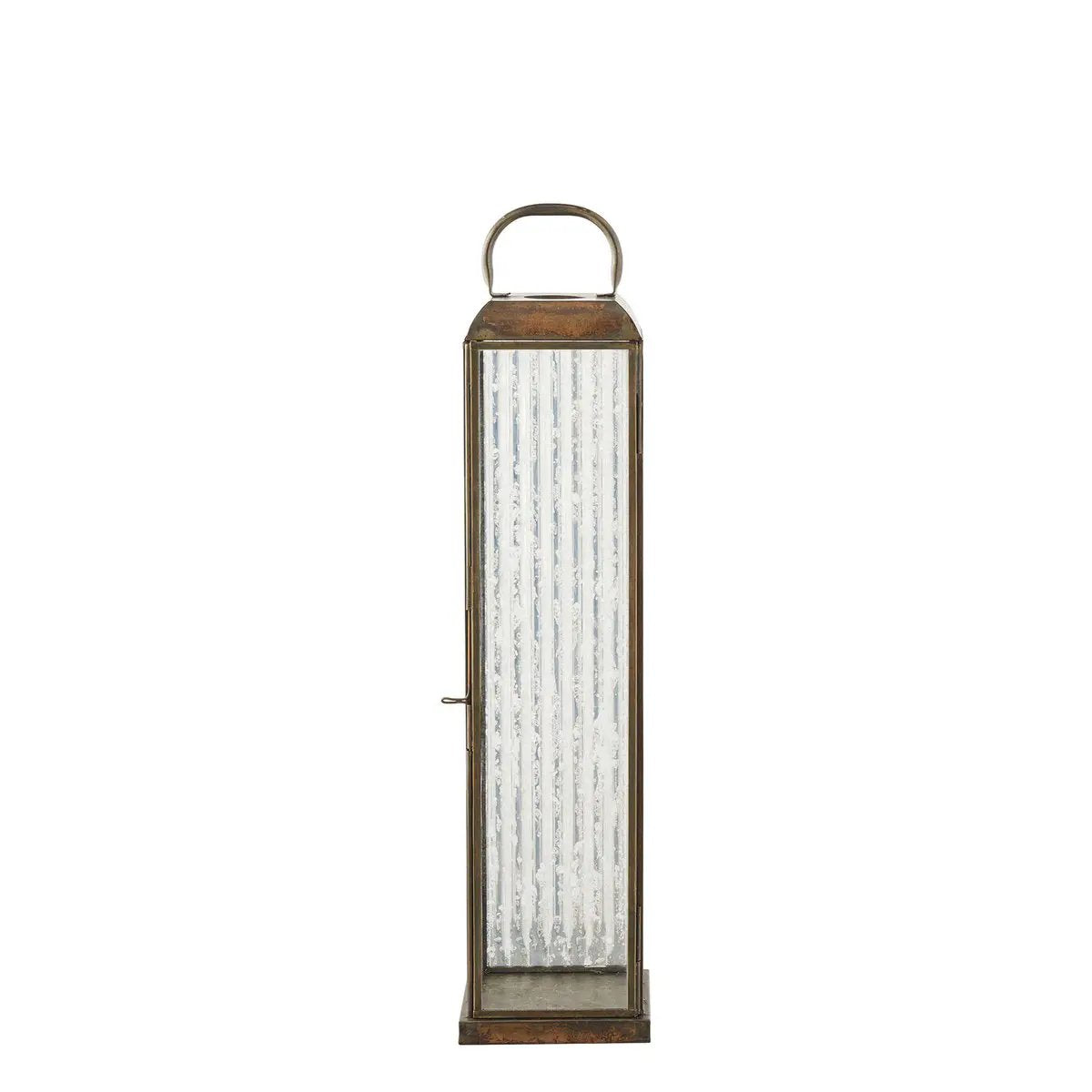 Herslev Lantern, glass/metal, antique brass look, 12x12x49 cm by EMIRELLE