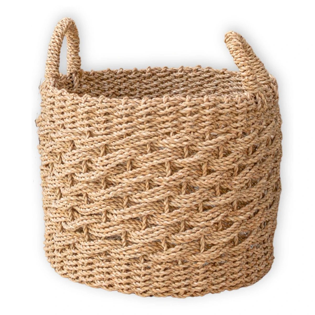 Large Laundry Basket Round Storage Basket Decorative Basket Woven from Natural Fibres MASILA (2 sizes) by Soeji