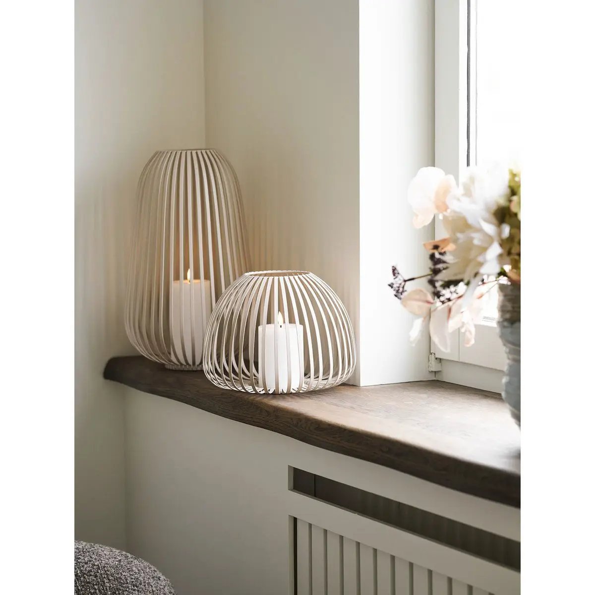 Stoense Lantern, metal, beige, ø24,5x40 cm by EMIRELLE