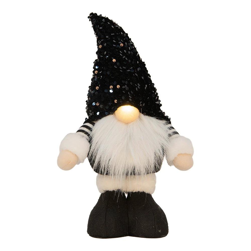 Weihnachtsdekoration mit LED-Beleuchtung Kabouter 10x15x38 cm schwarz, Synthetik, von Clayre & Eef.