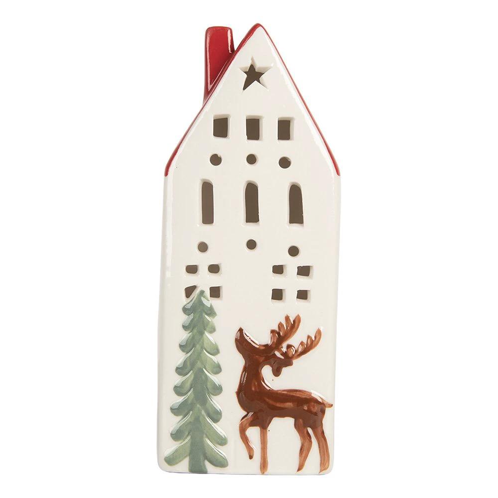 Decoration house with LED 7x6x19 cm white ceramics by Clayre & Eef.