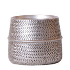 Kolibri Home | Groove Flowerpot - Silver Ceramic Sierpot - Ø9cm by Kolibri Company