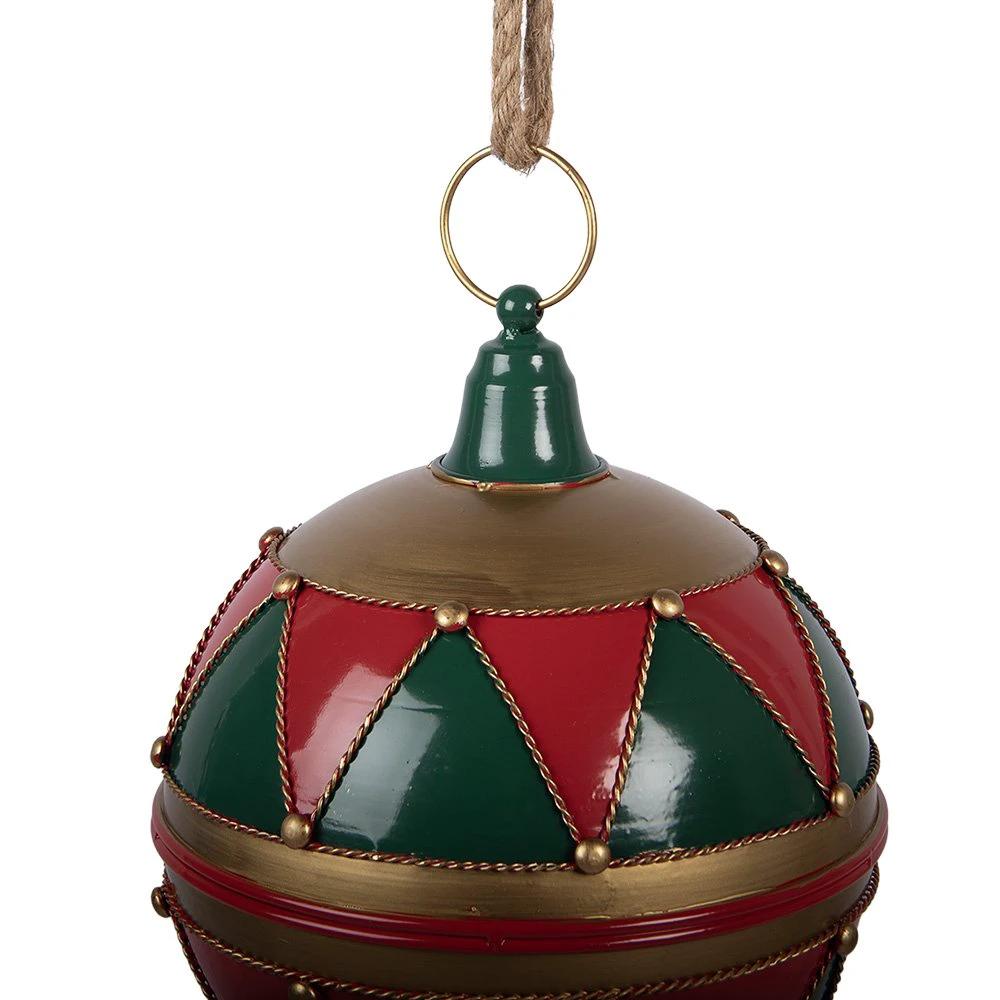 Weihnachtsdekoration Bild Weihnachtskugel Ø 31x36 cm Rot Metall von Clayre & Eef.