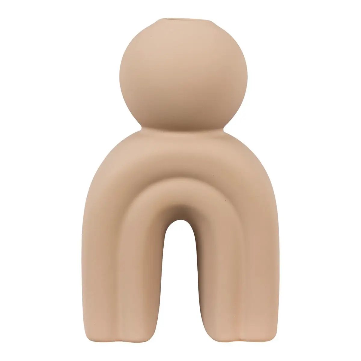Candle Holder - Stoneware, Brown - 10.5x6.5x17 cm by EMIRELLE