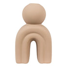 Candle Holder - Stoneware, Brown - 10.5x6.5x17 cm by EMIRELLE