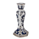 Candlestick Ø 11x21 cm White Blue Porcelain by Clayre & Eef.