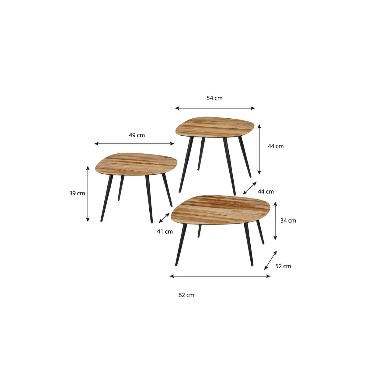 Side table set Jailey Brown by Mica Decorations