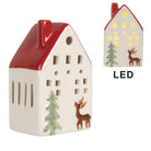 Decoration house with LED 6x5x10 cm white ceramics by Clayre & Eef.