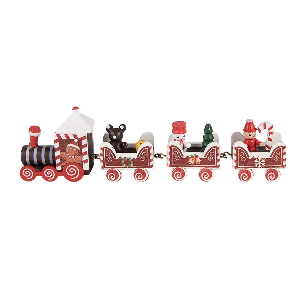 Kerstdecoratie Beeld Trein 22x2x7 cm Rood Hout by Clayre & Eef.