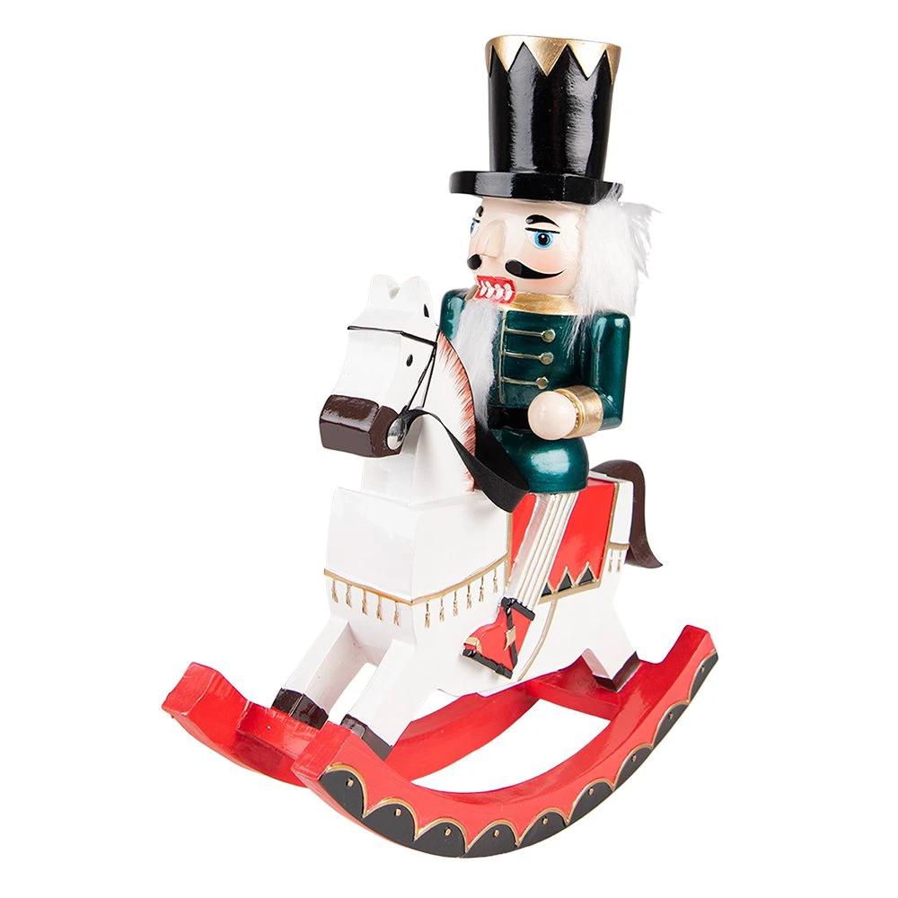 Decoration nutcracker on rocking horse 24x7x29 cm by Clayre & Eef.