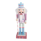 Christmas Decoration Statue Nutcracker 10x9x38 cm Pink Wood by Clayre & Eef.