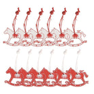 Kersthanger Set van 12 Hobbelpaard 13x13 cm Rood Hout by Clayre & Eef.