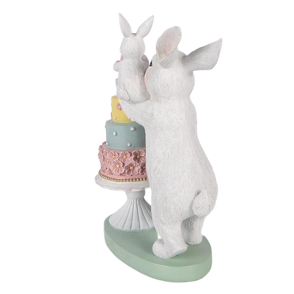 Decoration Statue Rabbit 21x10x27 cm White Plastic by Clayre & Eef.