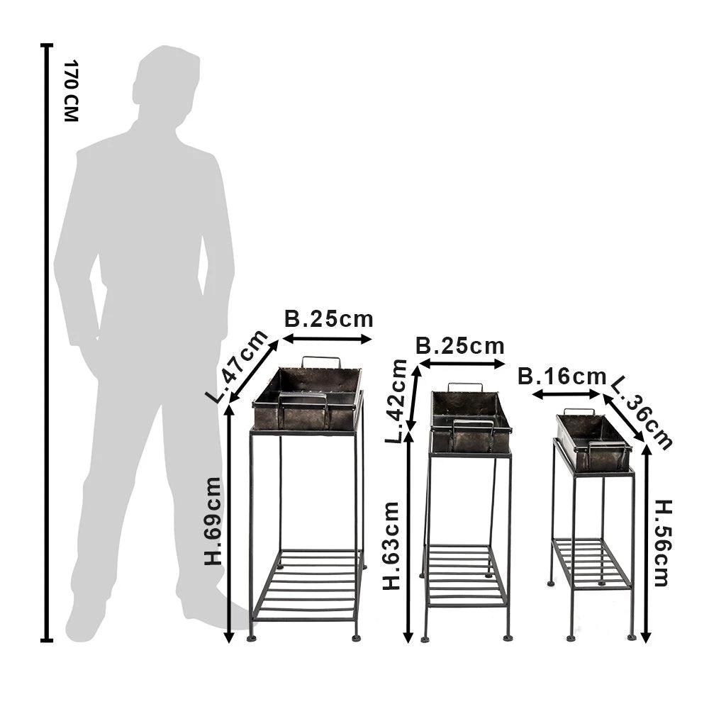 Planthouder staand (3) 47x25x69 / 42x40x63 / 36x16x56 cm by Clayre & Eef.