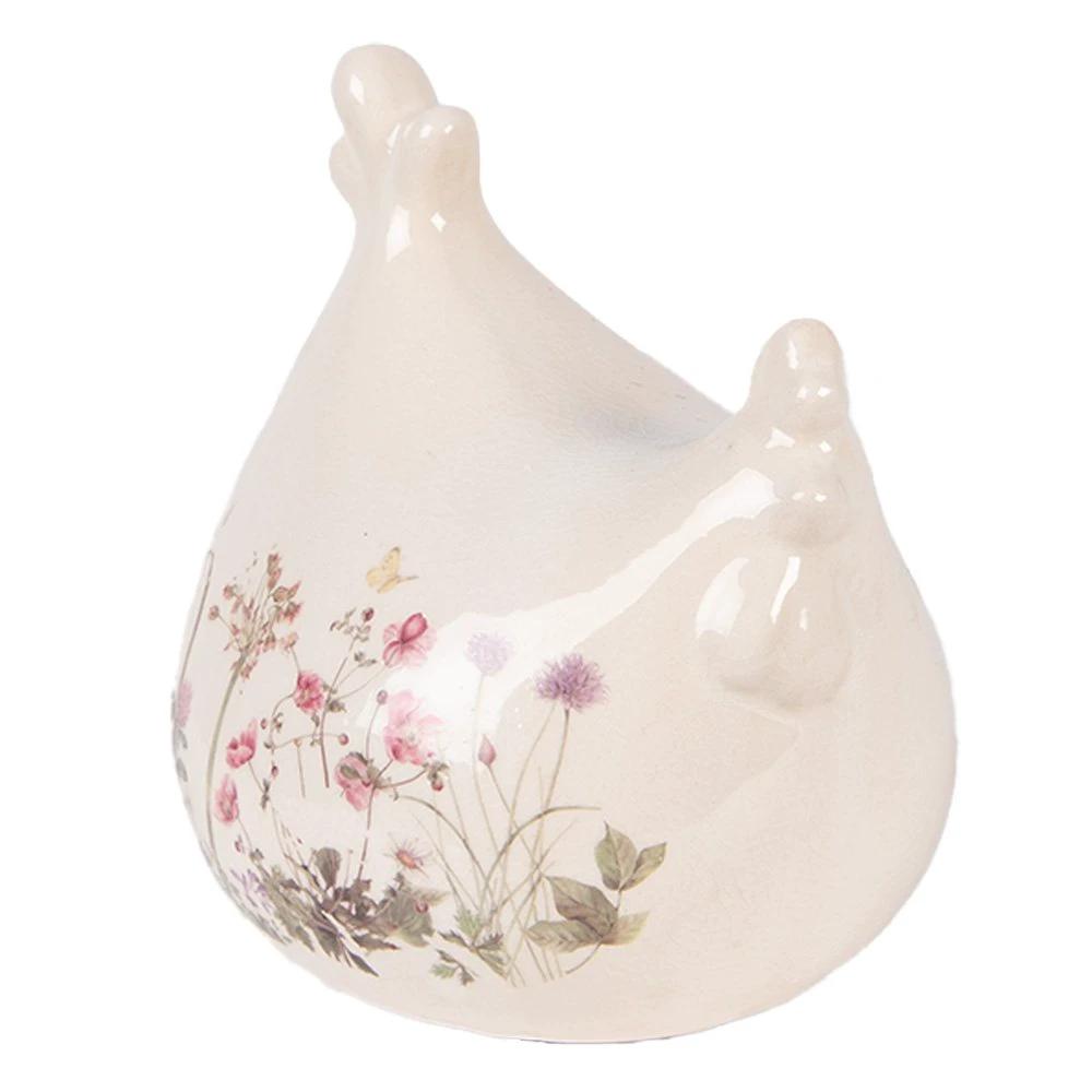 Dekorationsstatue Huhn 12x11x13 cm Beige Keramik von Clayre & Eef.