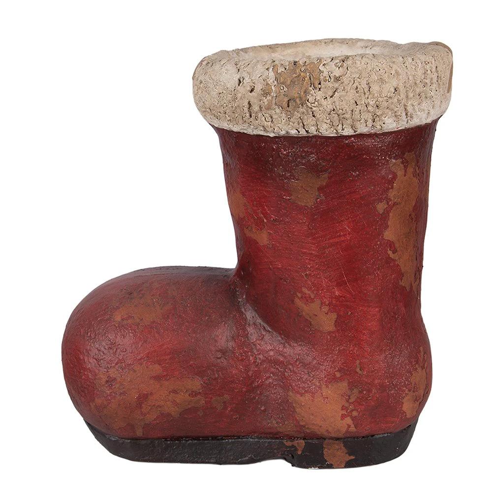 Weihnachtsdekorationsskulptur Stiefel 28x18x30 cm rote Keramik von Clayre & Eef.