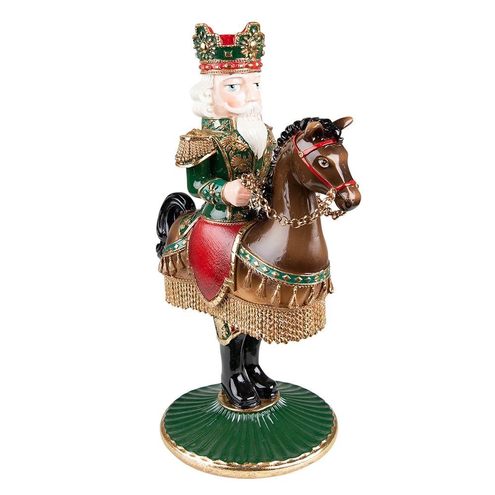 Nussknacker-Kerzenhalter 33 cm grün-braun aus Kunststoff von Clayre & Eef.