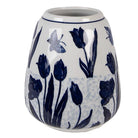 Vase Ø 16x18 cm White Blue Ceramic by Clayre & Eef.