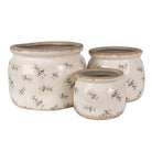 Blumentopf Ø 20x15 cm Beige Blau Keramik Oliven Blumentopf für Innenbereich von Clayre & Eef.