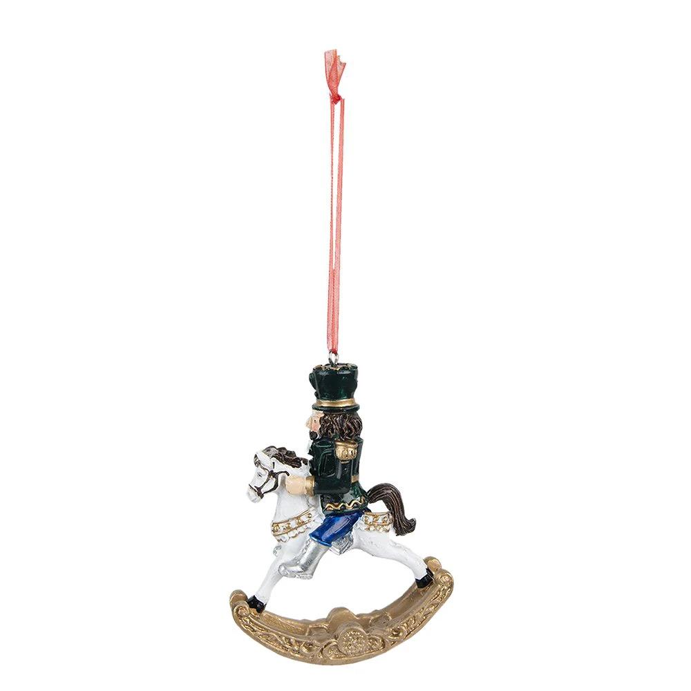 Decoration nutcracker on rocking horse 7x2x10 cm by Clayre & Eef.