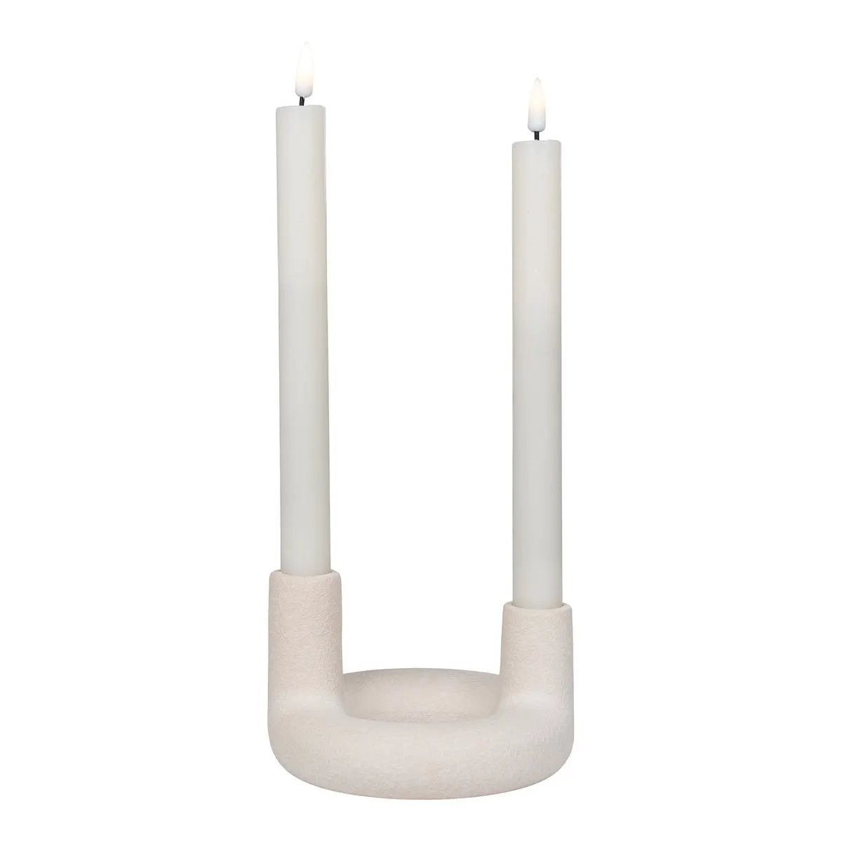 Candle Holder - Ceramic, Beige - Ø13x8.5 cm by EMIRELLE