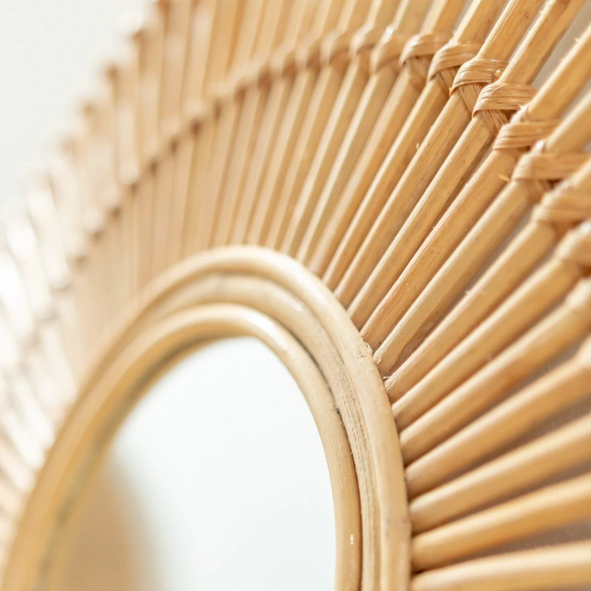 Round Rattan Mirror 58 cm | Handmade Boho Wall Mirror BUMI by Soeji