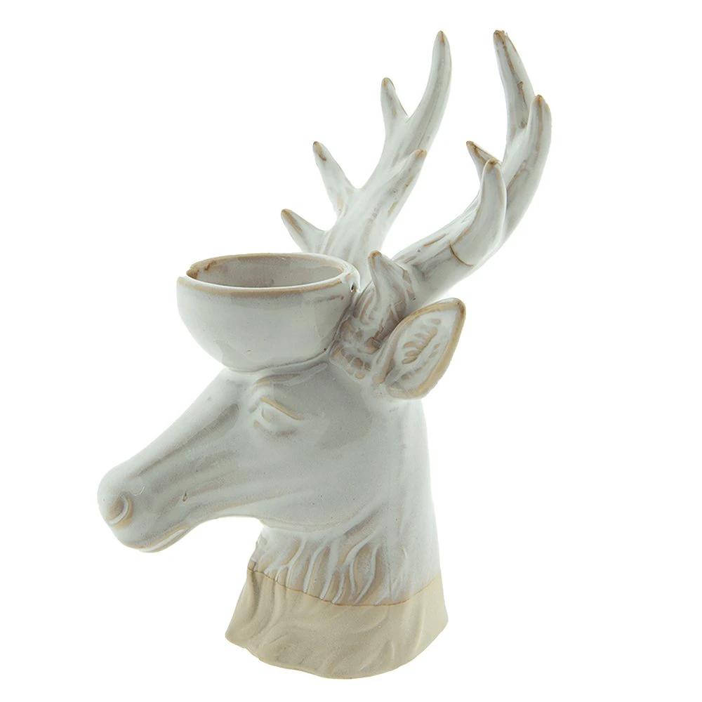 Tealight holder Reindier 21 cm Beige Brown Porcelain Waxinight holder by Clayre & Eef.