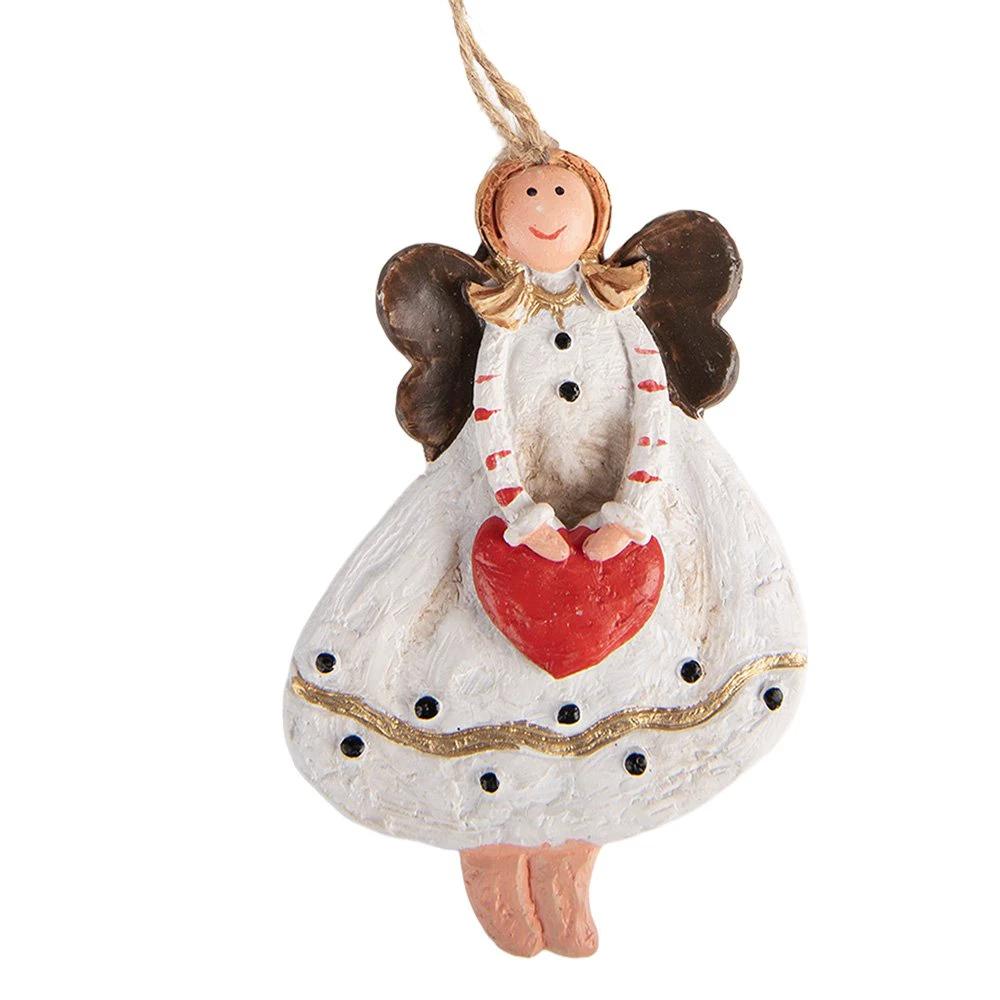 Kersthanger Engel 4x1x7 cm Wit Kunststof by Clayre & Eef.
