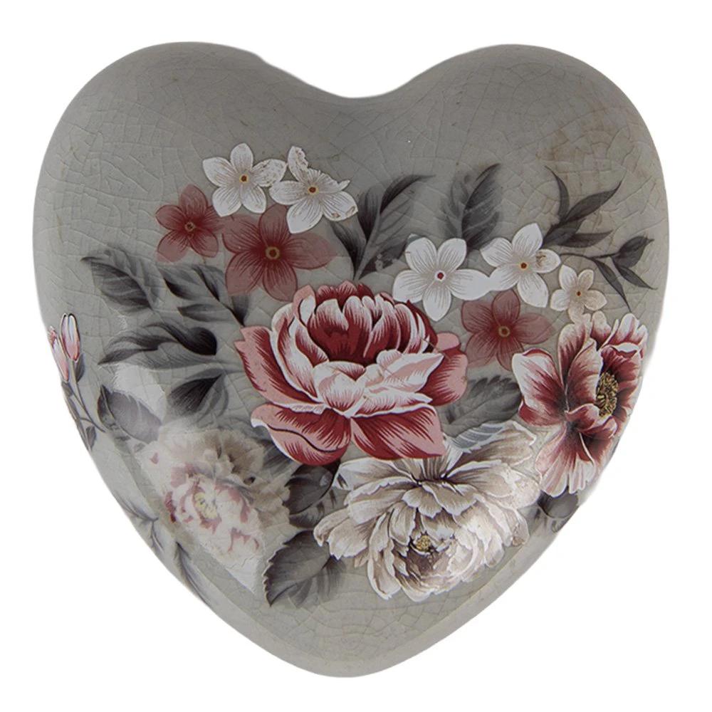 Decoration Heart 8x8x4 cm Flowers by Clayre & Eef.