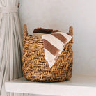 Boho Laundry or Plant Basket – Round Woven Storage Basket – Decorative Basket Made of Banana Fibre (3 sizes Ø 25/32/38 cm) RINJANI by Soeji