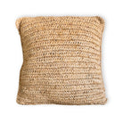 Boho Cushion Made of Raffia – 40x40 cm Decorative Woven Cushion – Sofa Cushion – Natural Beige Square Pillow Handmade from Raffia JIWA by Soeji