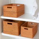 Shelf Basket made from Rattan Newspaper Basket Storage Basket Brown Handwoven Decorative Basket WARSA (3 sizes) by Soeji