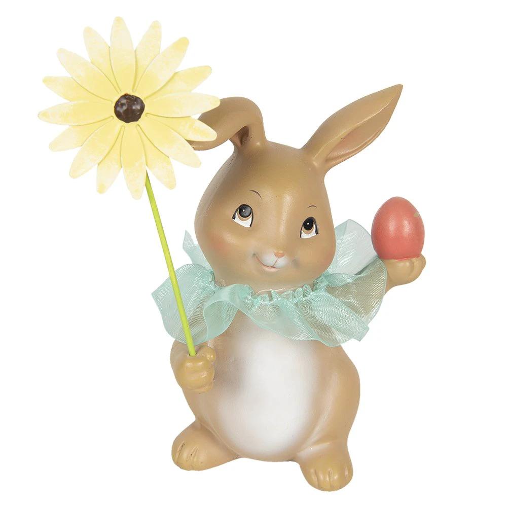 Decoration rabbit with flower 11x9x15 cm by Clayre & Eef.