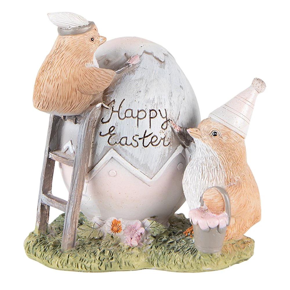 Figure Chick 12 cm Gray Brown Polyresin Home Accessories by Clayre & Eef.