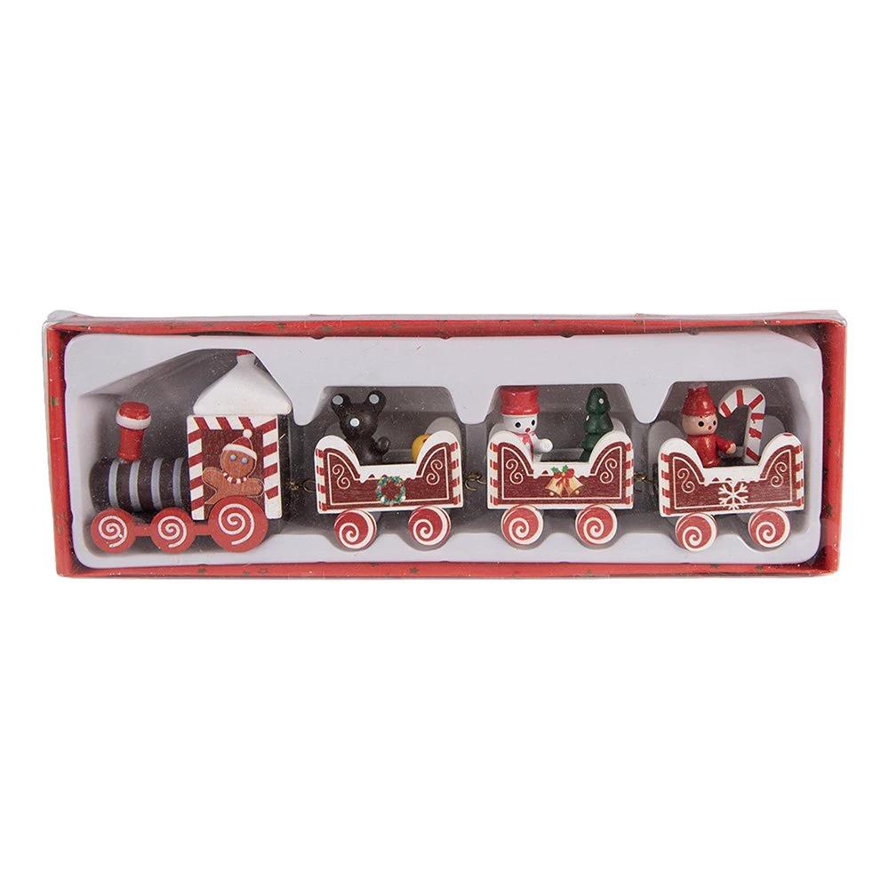 Kerstdecoratie Beeld Trein 22x2x7 cm Rood Hout by Clayre & Eef.