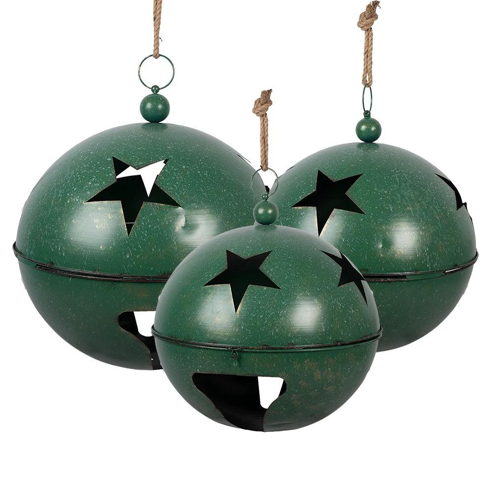 Weihnachtsdekoration Bild Weihnachtskugel Ø 60 / Ø 50 / Ø 40 cm grünes Metall von Clayre & Eef.