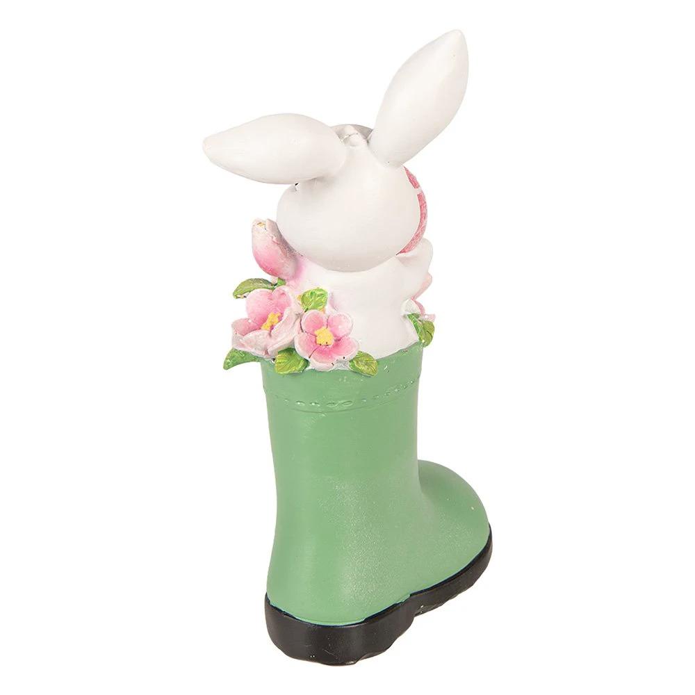 Decoration Statue Rabbit 13x8x20 cm White Plastic by Clayre & Eef.