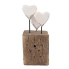 Dekorationsfigur Herzen 7x6x15 cm Weiß Braun Holz von Clayre & Eef.