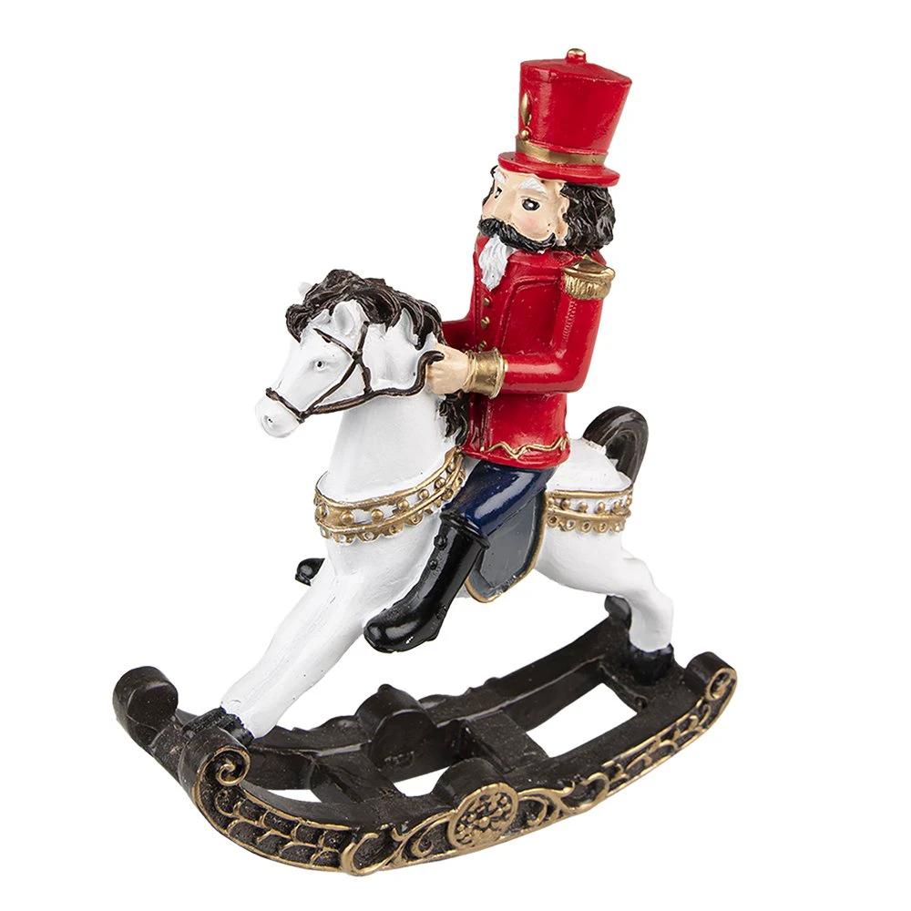 Decoration nutcracker on rocking horse 15x5x18 cm by Clayre & Eef.